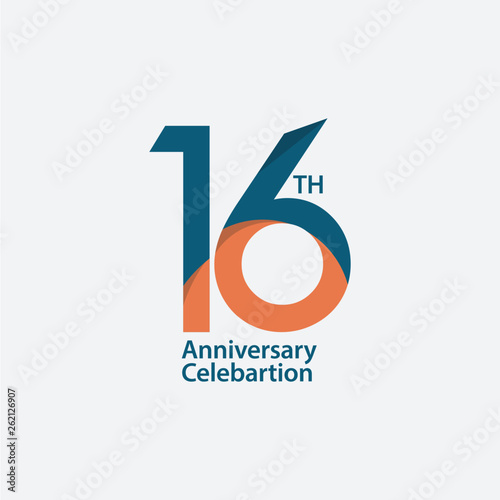 16 th Anniversary Celebration Vector Template Design Illustration