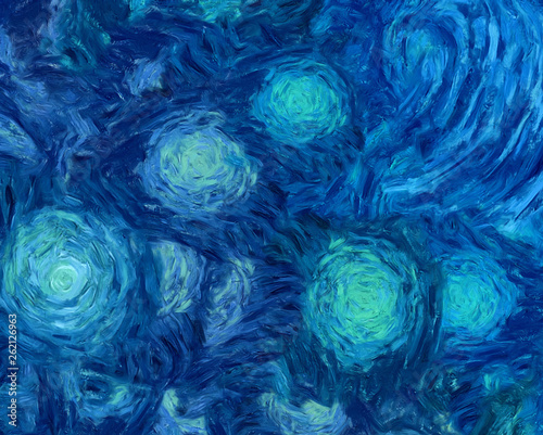Impressionism wall art print. Vincent Van Gogh style oil painting. Swirl spla...