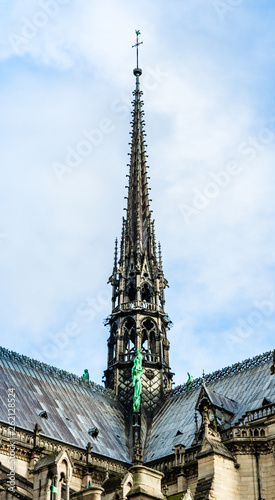 The spire of Cathedral Notre Dame de Paris