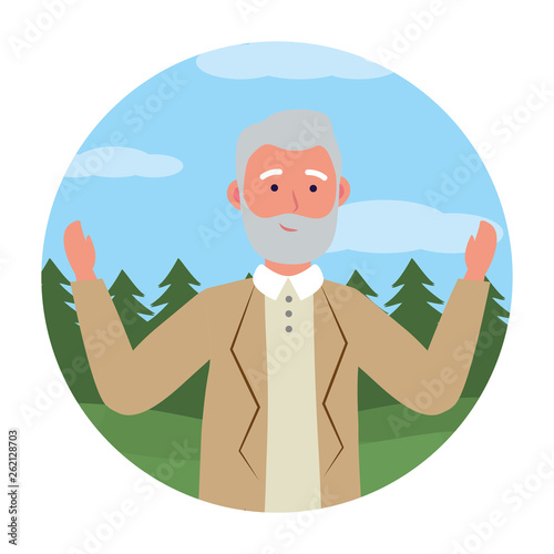 old man avatar round icon