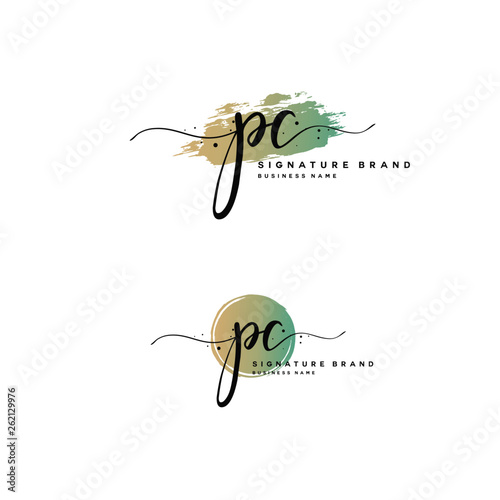 P C PC Initial letter handwriting and  signature logo.