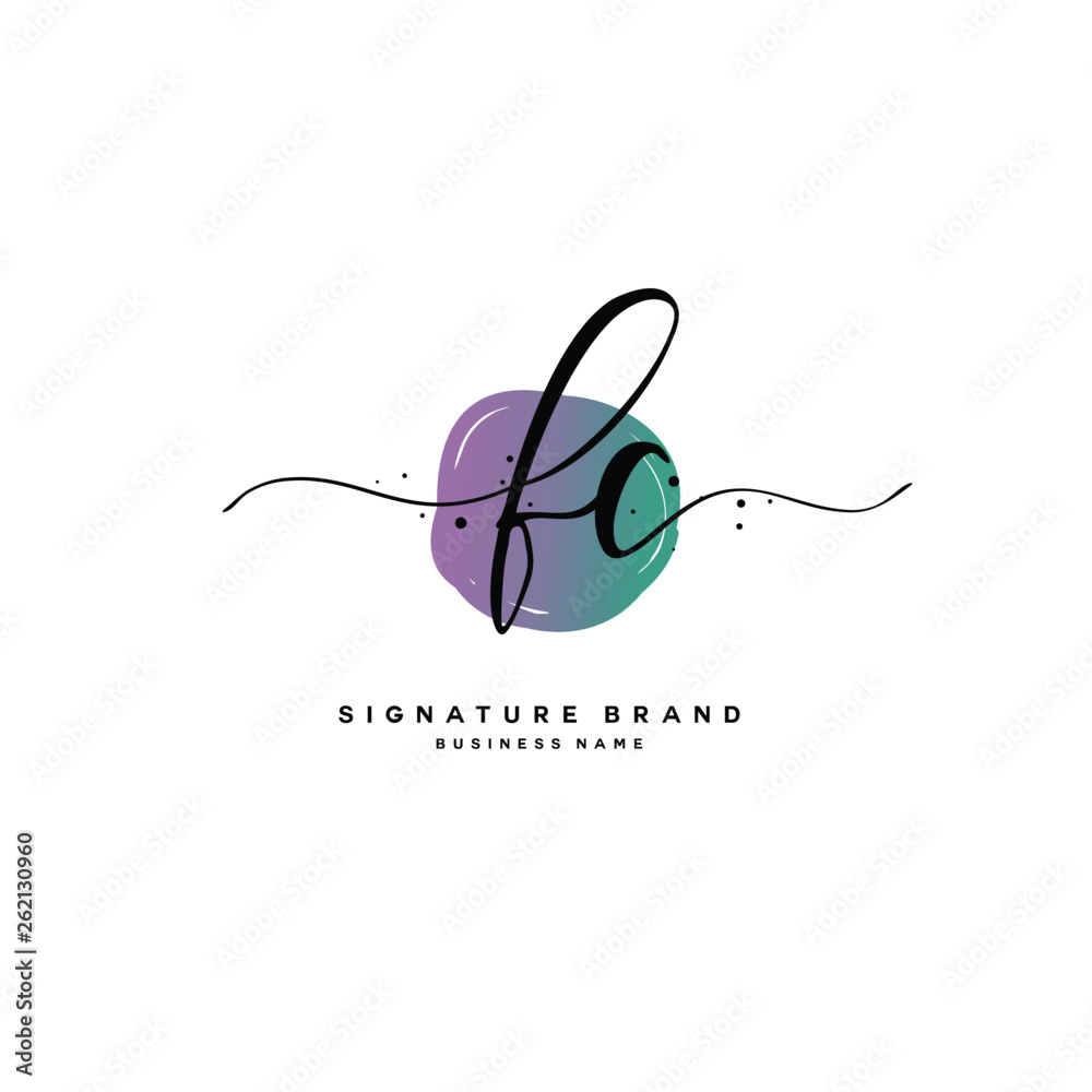 Fototapeta premium F C FC Initial letter handwriting and signature logo.