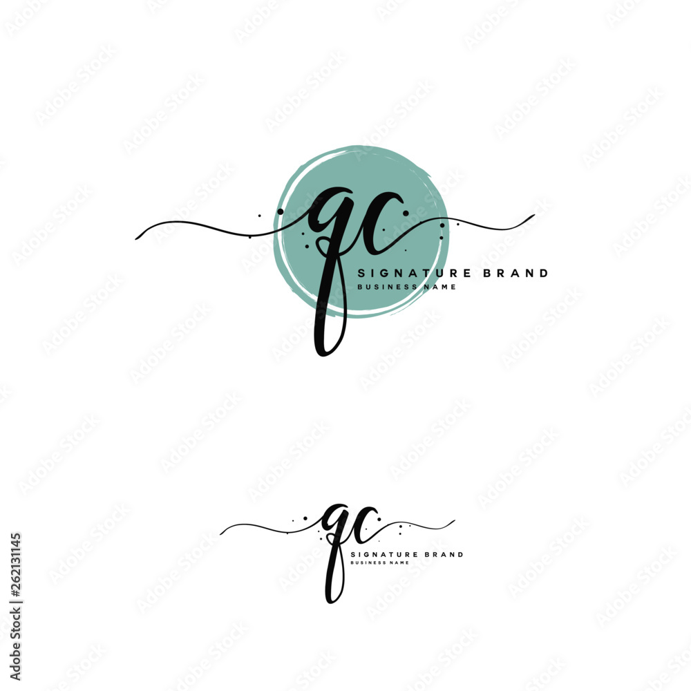 Q C QC Initial letter handwriting and signature logo. Q C QC Initial letter handwriting and signature logo.