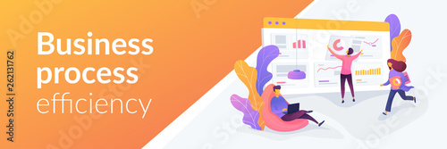 Business workflow, business process efficiency, working activity pattern concept.Vector banner template for social media with text copy space and infographic concept illustration.