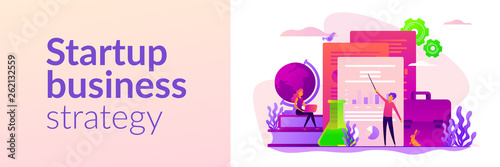 ICO investment document, startup business strategy, product development plan and white paper concept. Vector banner template for social media with text copy space and infographic concept illustration.