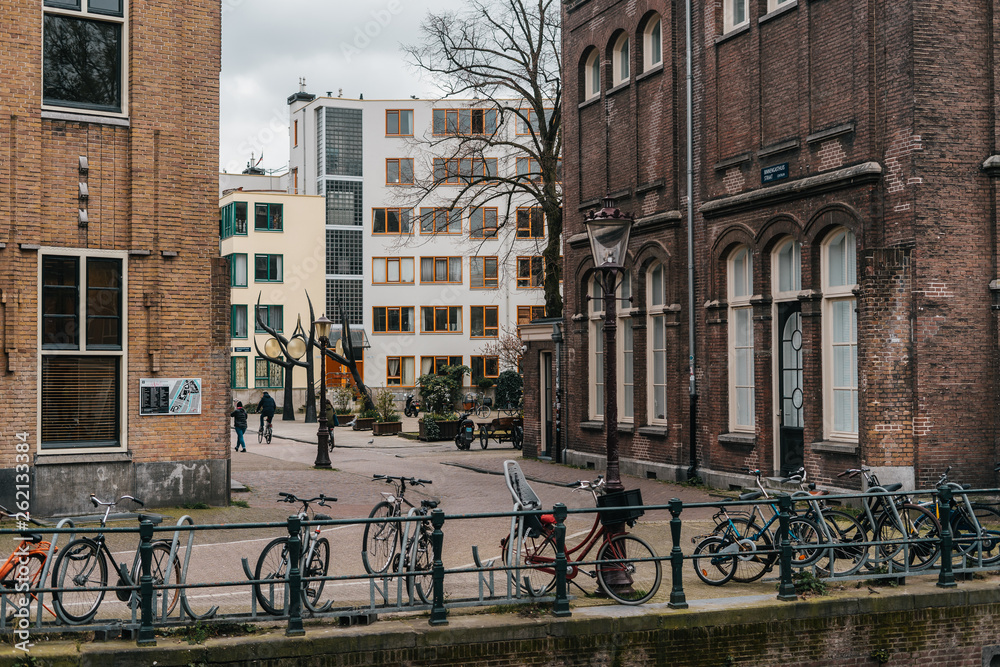 Classical european architecture. Cityscape of Amsterdam, Holland
