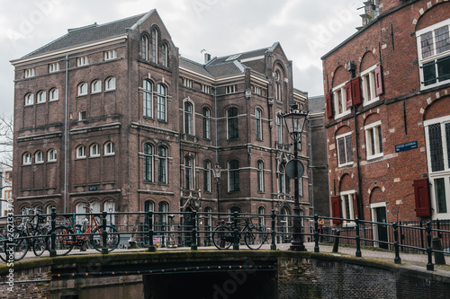 Classical european architecture. Cityscape of Amsterdam, Holland