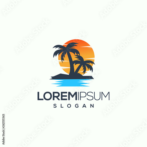 awesome sunset logo design vector illustration ready to use