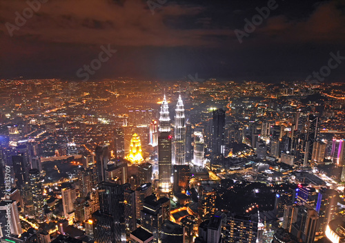 Canvas Print Aerial view of Kuala Lumpur cityscape at night