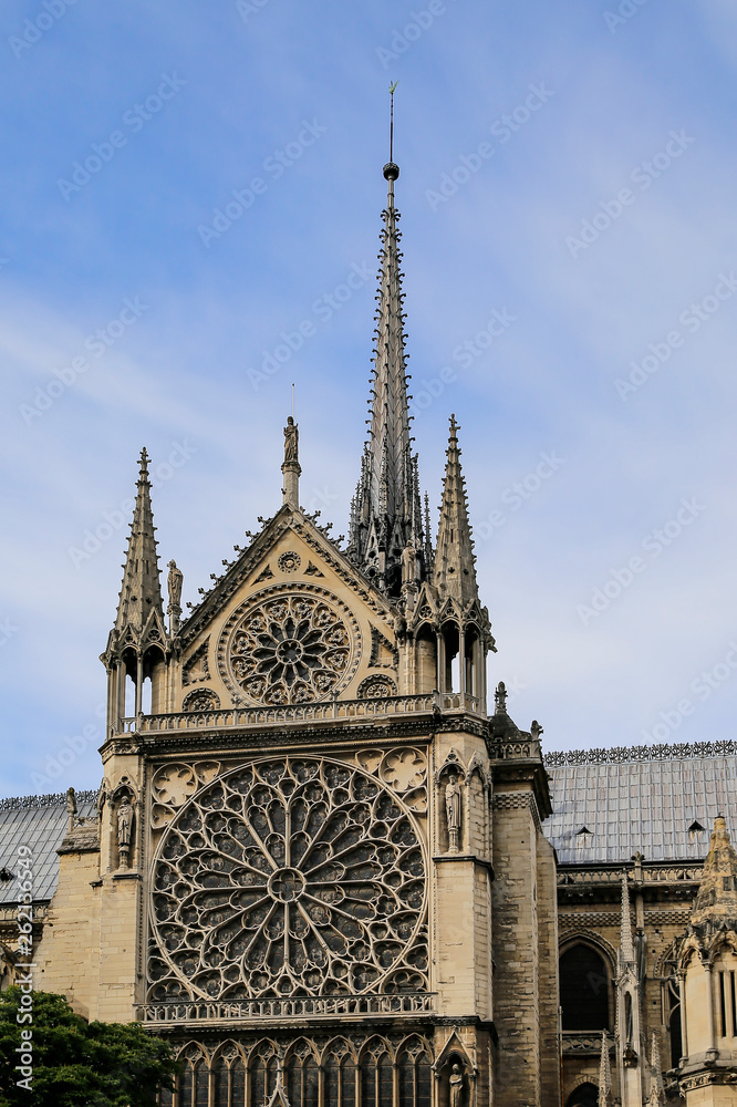 Obraz premium Notre Dame Detalle Lateral Exterior antes del incendio, París, Francia