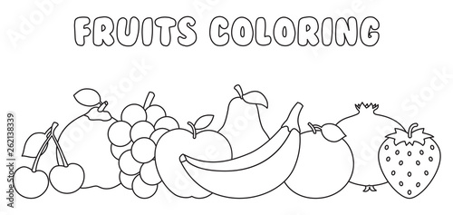 Vector Illustration Of Fruits Coloring Page