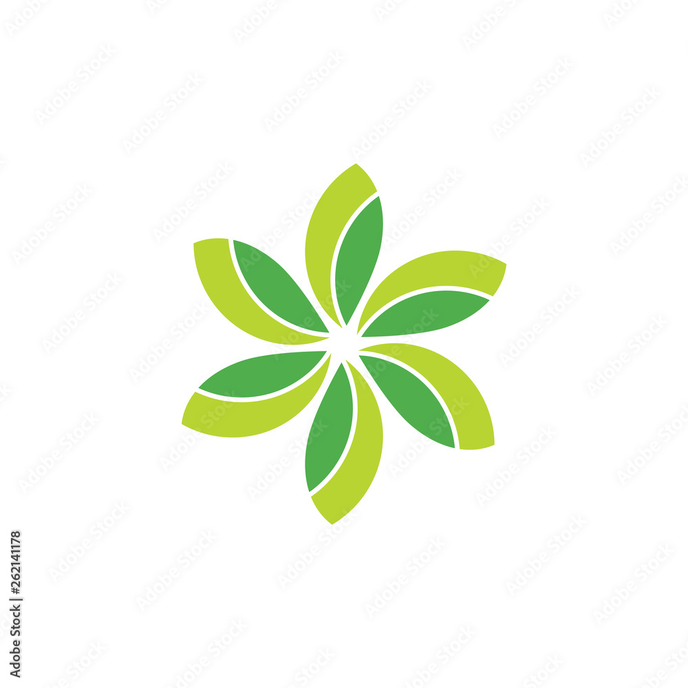green leaf circle geometric logo vector