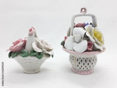 Beautiful Flower Vases Model made from Porcelain Ceramics for Home Interior Decoration and Garden in White Isolated Background
