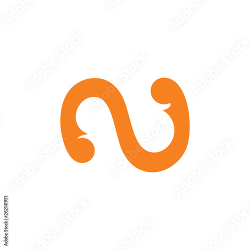 letter n simple curves logo vector