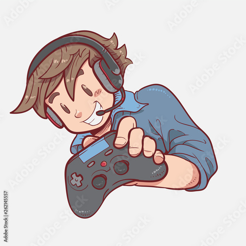 Gamer showing his gamepad