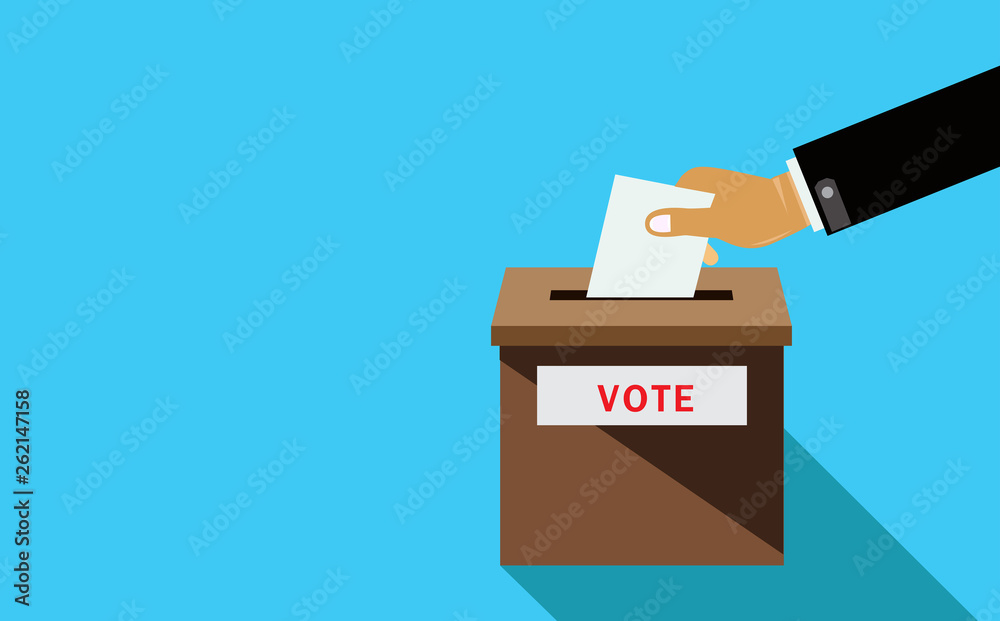  hand putting voting paper in the ballot box , In big cities