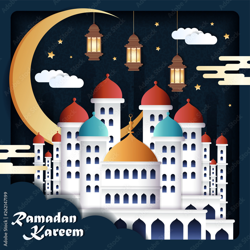 Fototapeta premium Ramadan design in paper art