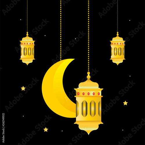  islamic lantern isolated on dark background