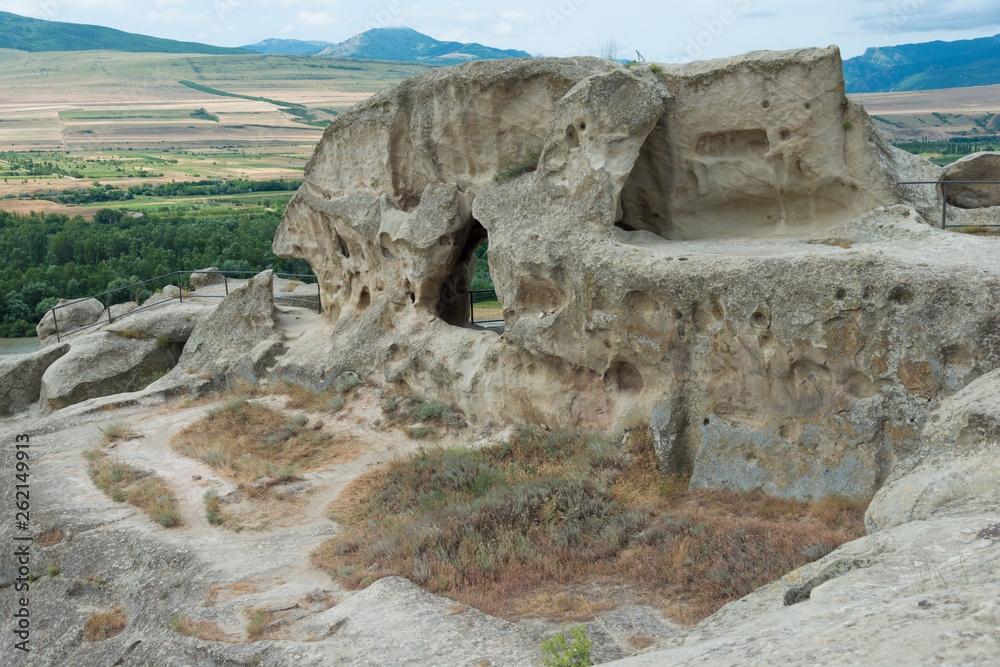 Gori, Georgia - Jul 05 2018: Ruins of Uplistsikhe. a famous Historic site in Gori, Shida Kartli, Georgia.