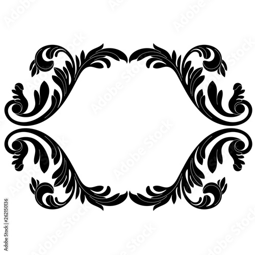 Vintage border frame engraving with retro ornament pattern in antique baroque style decorative design. Vector