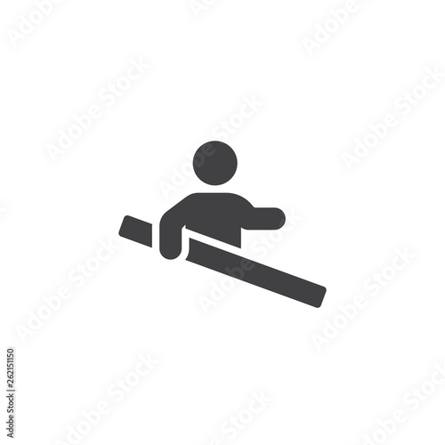Use Handrails vector icon. filled flat sign for mobile concept and web design. Caution Stairway glyph icon. Mandatory symbol, logo illustration. Pixel perfect vector graphics