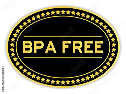 Black and gold color sticker in word BPA (abbreviation of Bisphenol A) free on white background