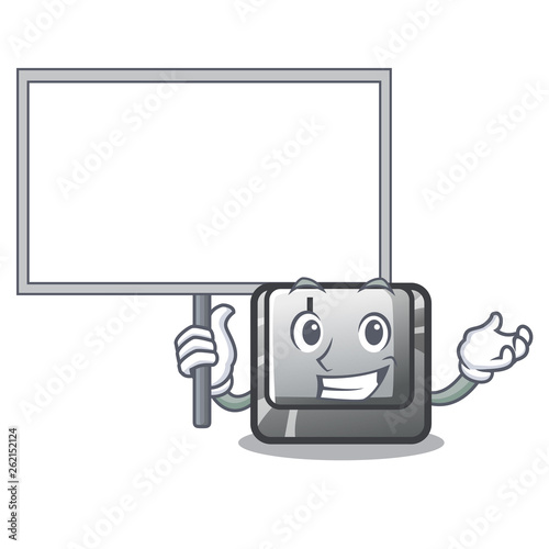 Bring board button I on a keyboard mascot