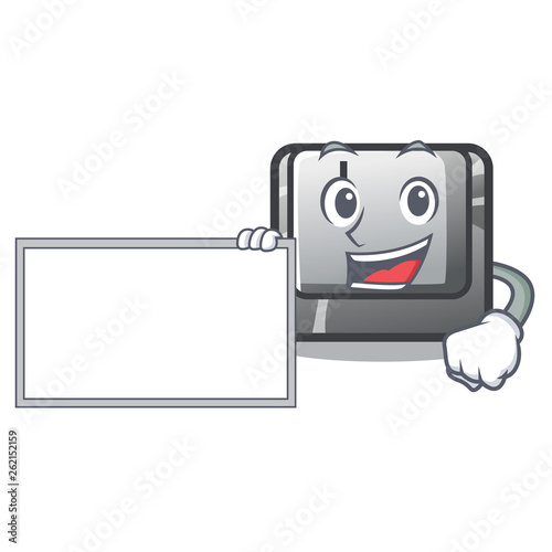 With board button I on a keyboard mascot