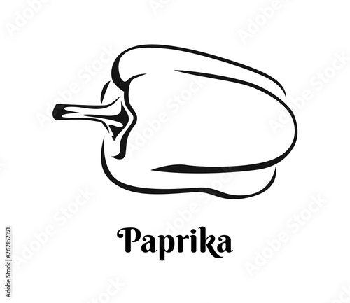 Paprika icon isolated on white background. Vector pepper Vegetable illustration in simple style. Black and white image.