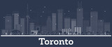 Outline Toronto Canada City Skyline with White Buildings.