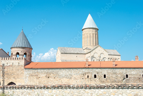 Telavi, Georgia - Jul 10 2018: Alaverdi Monastery. a famous Historic site in Telavi, Kakheti, Georgia.