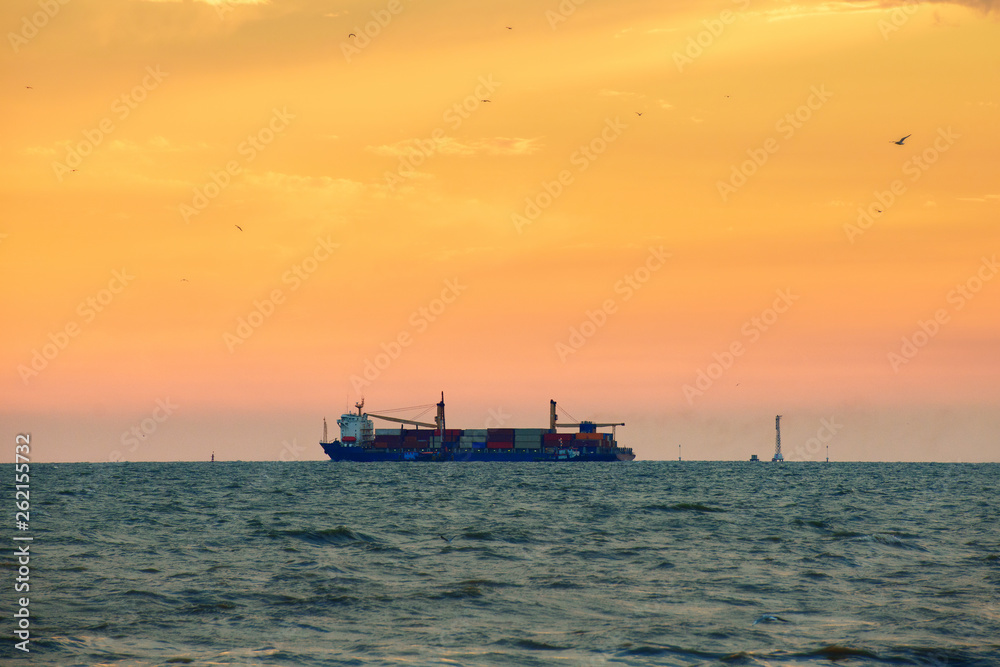 Container ship in the sea