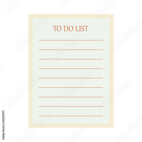 Amazing cute vintage light blue Todo list in small pluses isolated on white background. Vector illustration.As a mock-up for office supplies,note paper,notebook