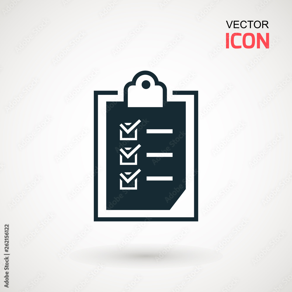 Fototapeta premium Checklist icon. Declarations linear icon. Flat illustration of clipboard with checklist.