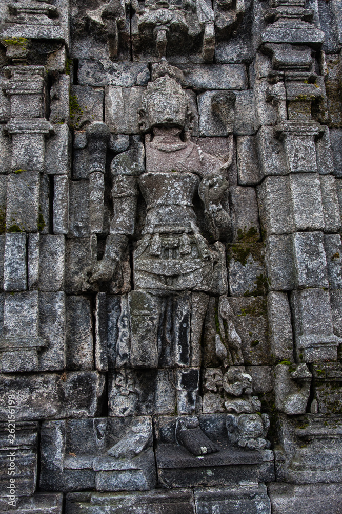 The image of Boddhisattva on a wall of perwara temple, Candi Sewu, Yogyakarta, Indonesia
