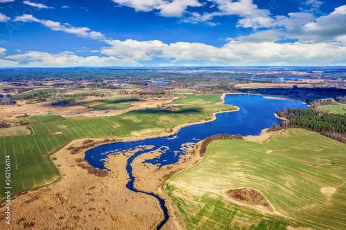 Fototapeta Naklejka Na Ścianę i Meble -  Spring in Masuria from a bird's eye view, Poland