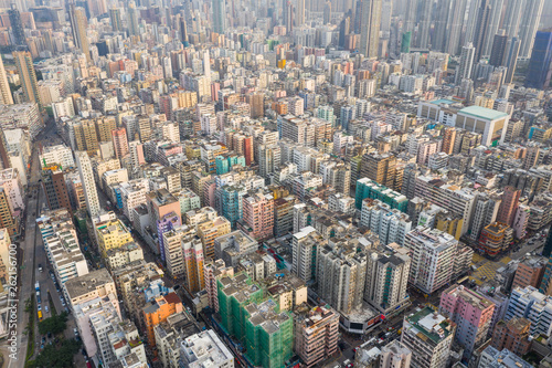 Fototapeta Naklejka Na Ścianę i Meble -  Aerial view of Hong Kong downtown