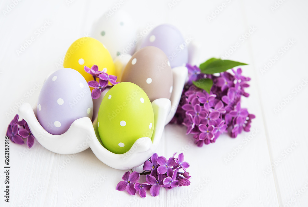 Fototapeta Easter eggs in tray