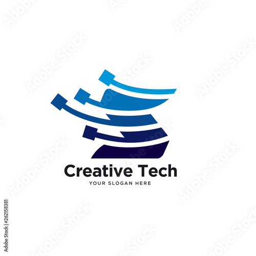 S logo designs vector, digital tech logo template