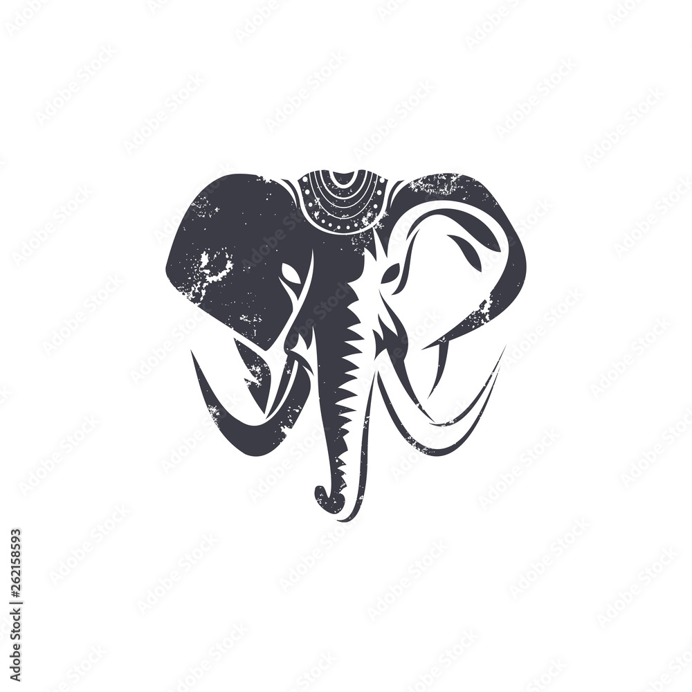 elephant logo designs concept, elephant face mascot logo template Stock