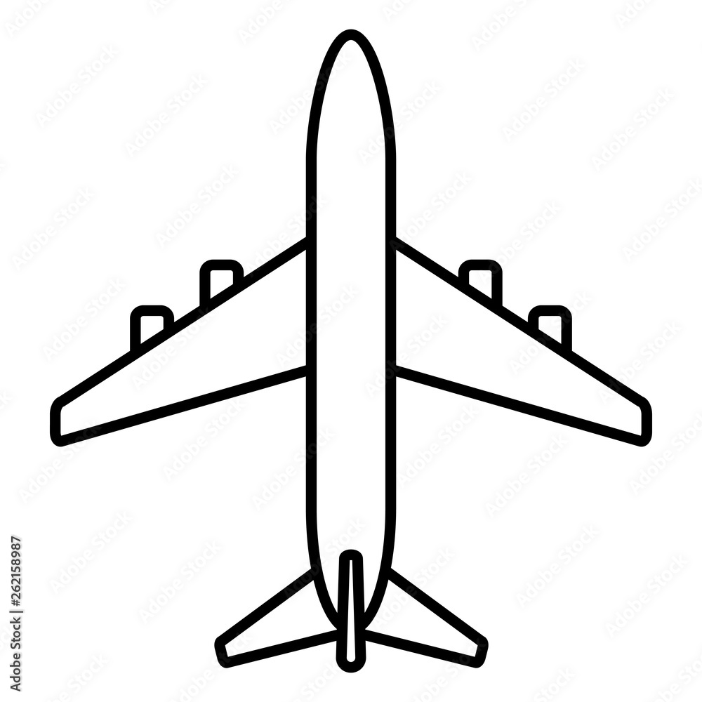Naklejka premium Vector Black Outline Passenger Plane Icon
