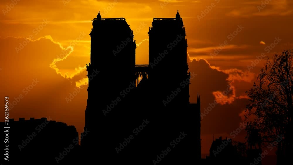 Notre-Dame de Paris (Our Lady of Paris) at Sunset, Gothic Cathedral, France Notre-Dame de Paris (Our Lady of Paris) at Sunset, Gothic Cathedral, France