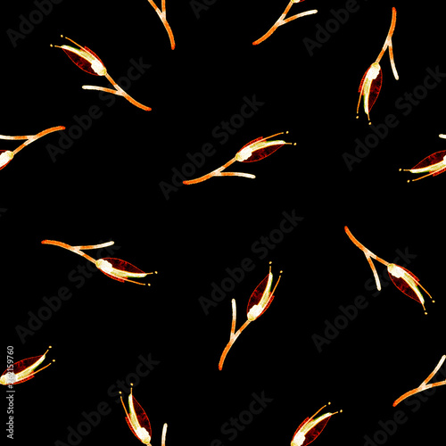 black background seamless pattern tulip