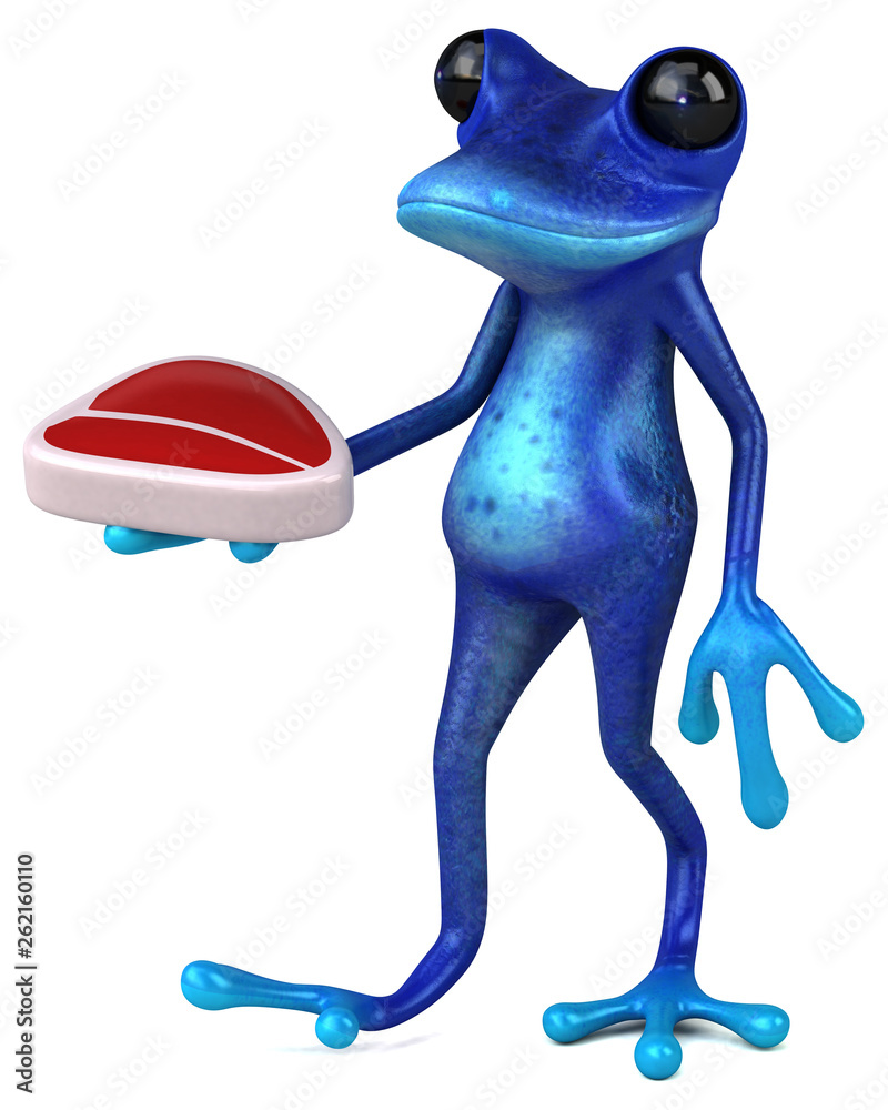 Fun blue frog - 3D Illustration