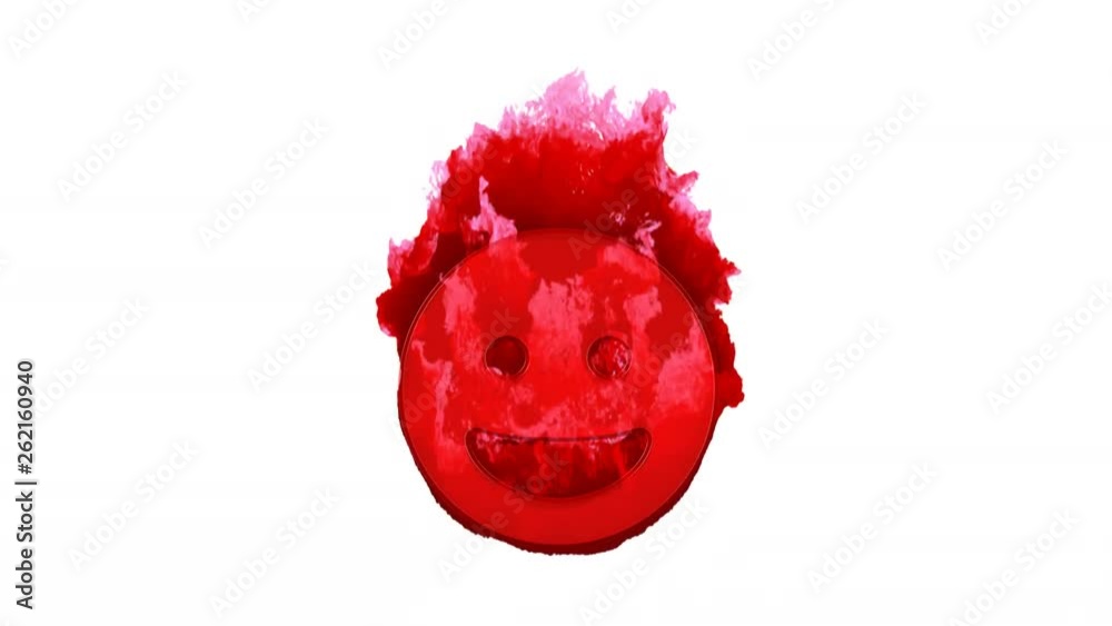 Symbol grin inflames with dark fire, then burns. In - Out loop. Alpha channel Premultiplied - Matted with color white Symbol grin inflames with dark fire, then burns. In - Out loop. Alpha channel Premultiplied - Matted with color white