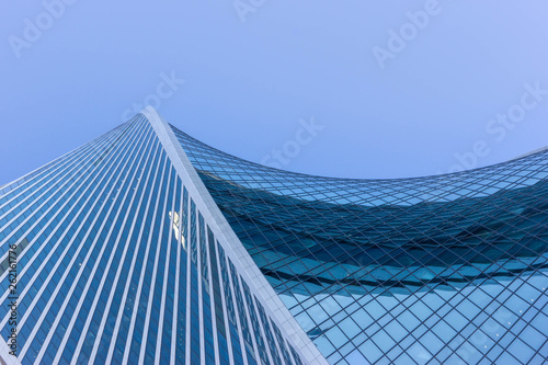 Moscow, Russia - April 16, 2019: Moscow City Buildings Architecture. Evolution Tower