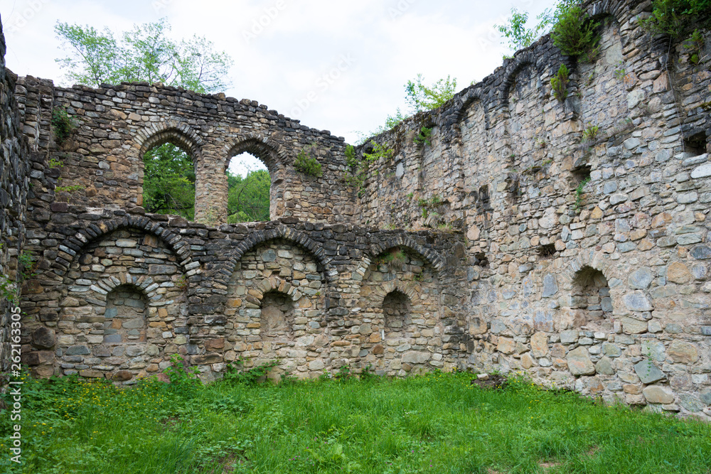 Telavi, Georgia - Jul 08 2018: Ikalto Monastery. a famous Historic site in Telavi, Kakheti, Georgia. Telavi, Georgia - Jul 08 2018: Ikalto Monastery. a famous Historic site in Telavi, Kakheti, Georgia.