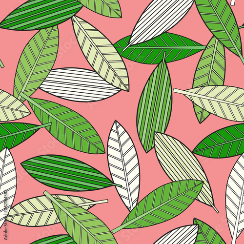 Colorful leaves. Abstract vector illustration. Seamless pattern for design or print.