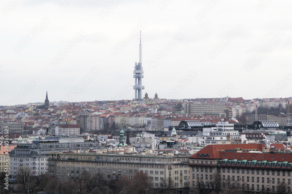 The TV tower and the panorama of Prague