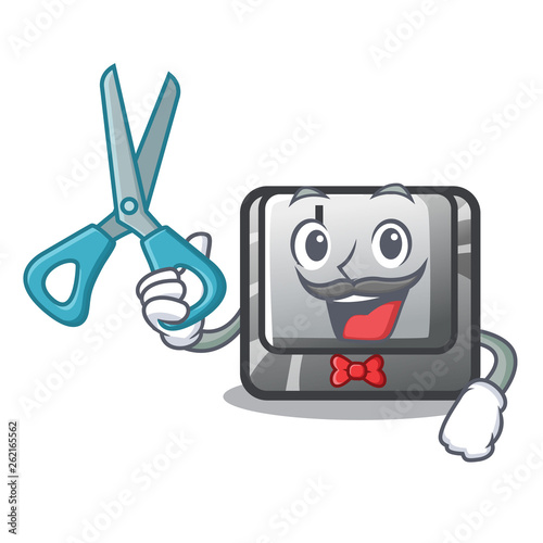 Barber button J installed on cartoon computer